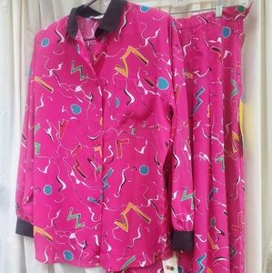 Vintage 80s NOS SK & Company Shirt Skirt Set 12